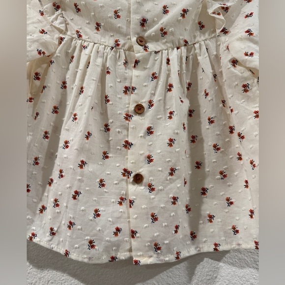 Zara Cream Dainty Floral Pintuck Pleat Swiss Dot Prairie Boho Top 12-18 Months - Picture 12 of 14